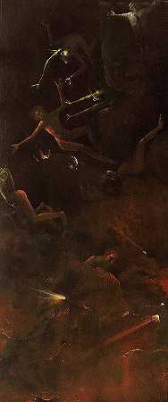 《来世的幻象》、《地狱中该死的人的堕落》，1500年`Visions of the Hereafter, Fall of the Damned in Hell, 1500 by Hieronymus Bosch