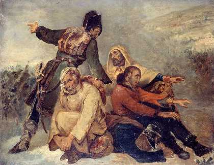 四名士兵溃败的军队`Quatre soldats de larmée en déroute (1826) by Ary Scheffer