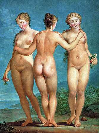 三个圣杯，三个恩典，1786年`The Three Graces, Les Trois Grace, 1786 by Jean Francois Janinet