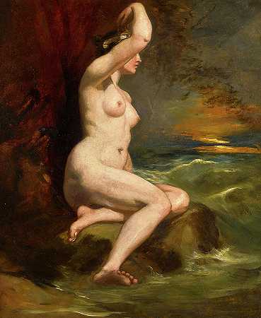 阿里阿德涅，女性裸体坐着`Ariadne, Seated Female Nude by William Etty