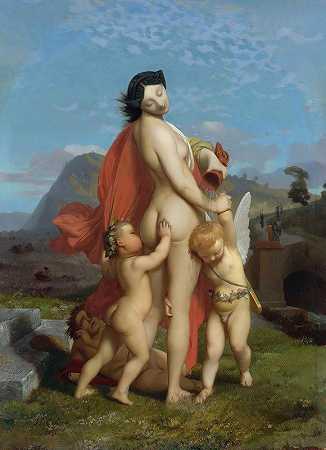 被Putti戏弄的年轻仙女`A Young Nymph Teased By Putti (1851) by Jean-Léon Gérôme