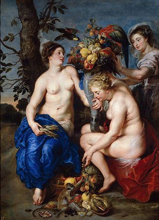 有两个仙女的谷神星`Ceres With Two Nymphs (1624) by Peter Paul Rubens