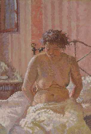 室内裸体`Nude in an Interior by Harold Gilman