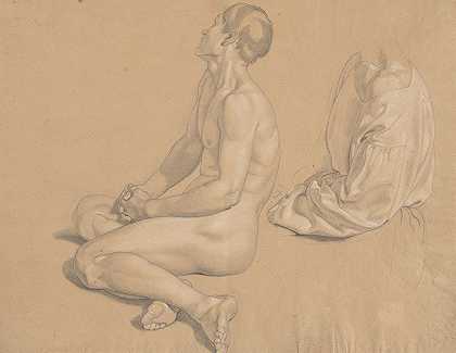 一个坐着的男人裸体，然后穿上衣服`A Seated Man Nude and then Clothed (1820s) by Gustav Heinrich Naeke