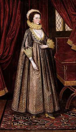 玛格达伦·波尔特尼，后来的阿斯顿夫人`Magdalen Poultney, later Lady Aston by Marcus Gheeraerts the Elder