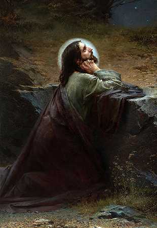 橄榄山上的基督，1886年`Christ on Mount Olive, 1886 by Emanuel Krescenc Liska