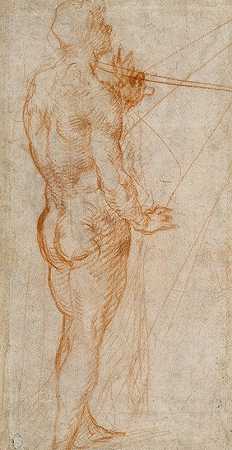 对裸体男人的研究`Study of a Nude Man (1517) by Andrea del Sarto