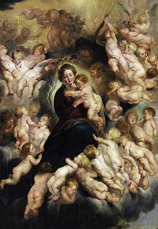 被圣洁的无辜者包围的圣母和孩子`The Virgin and Child surrounded by the Holy Innocents by Peter Paul Rubens