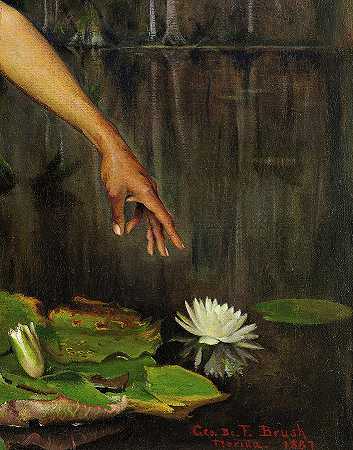 印度和睡莲，1887年`Indian and Water Lily, 1887 by George de Forest Brush