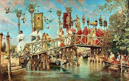 游行，1889年`The Procession, 1889 by Jose Gallegos y Arnosa
