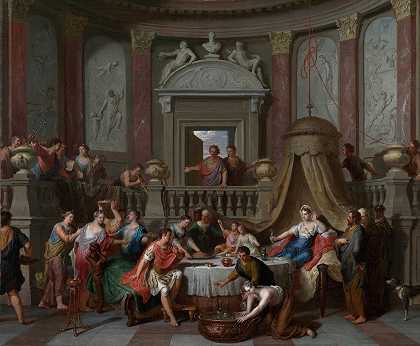 克利奥帕特拉的宴会`The Banquet Of Cleopatra by Gerard Hoet