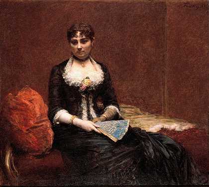 利昂·马斯特夫人肖像`Portrait of Madame Léon Maître (Portrait de Madame Léon Maître) by Henri Fantin-Latour