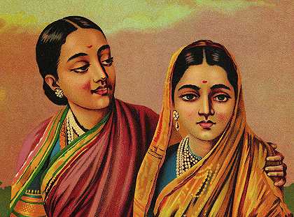 拉达，爱情女神，1895年`Radha, Goddess of Love, 1895 by Ravi Varma