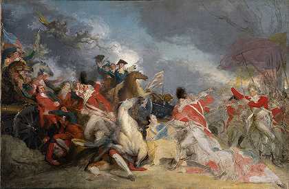 1777年1月3日，默瑟将军在普林斯顿战役中去世`The Death of General Mercer at the Battle of Princeton, 3 January 1777 (ca. 1786–88) by John Trumbull
