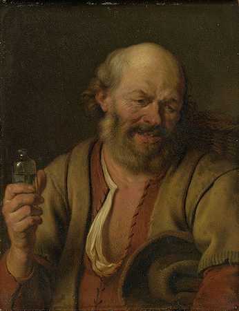 一个拿着杜松子酒瓶的男人`A Man with a Gin Bottle (1660 ~ 1680) by Ary de Vois
