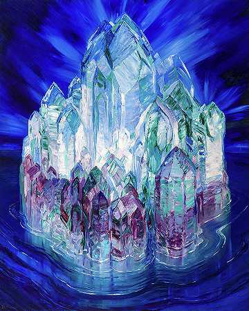 海上水晶城堡`Crystal Castle in the Sea by Wenzel Hablik