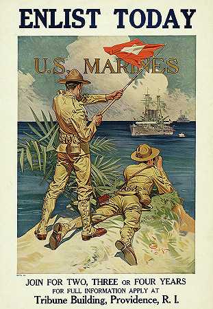 今天入伍，美国海军陆战队`Enlist today, U.S. Marines by Joseph Christian Leyendecker