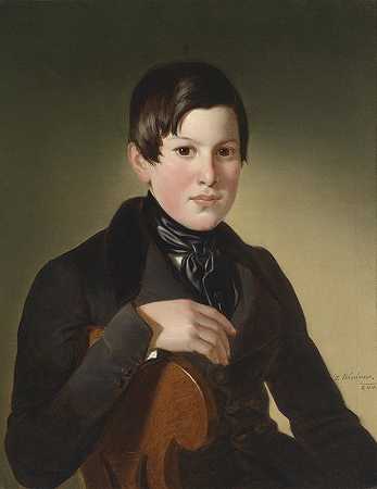 男孩的肖像`Bildnis eines Knaben (1840) by Joseph Weidner