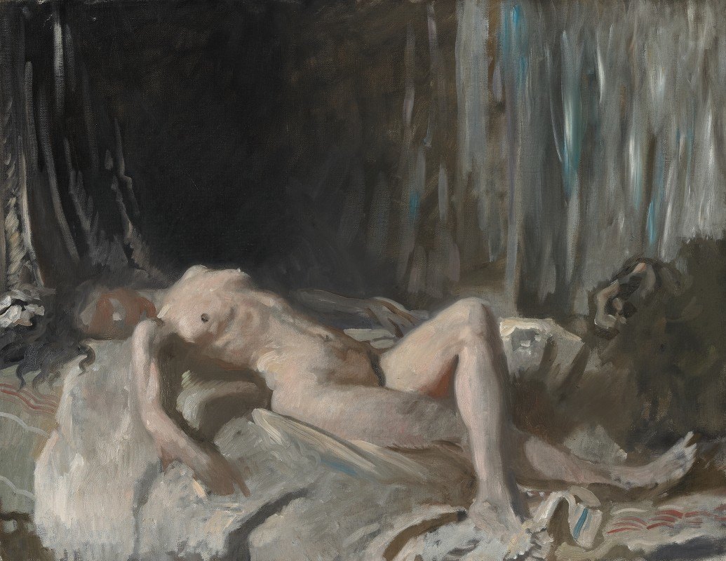 对女性裸体的研究`Study of a Female Nude by William Orpen