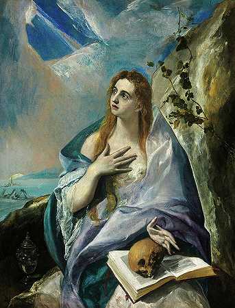 忏悔的玛丽·抹大拉，1576-1577`The Penitent Mary Magdalene, 1576-1577 by El Greco