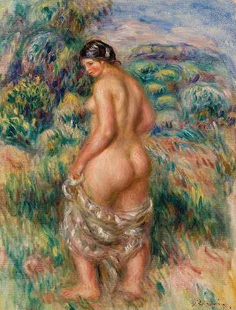 站立浴缸`Standing Bather (Baigneuse debout) (c. 1910) by Pierre-Auguste Renoir