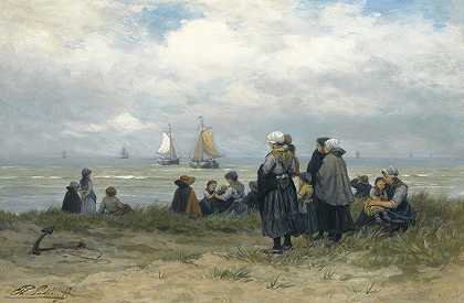 渔船队的离开`The Departure of The Fishing Fleet by Philip Lodewijk Jacob Frederik Sadée