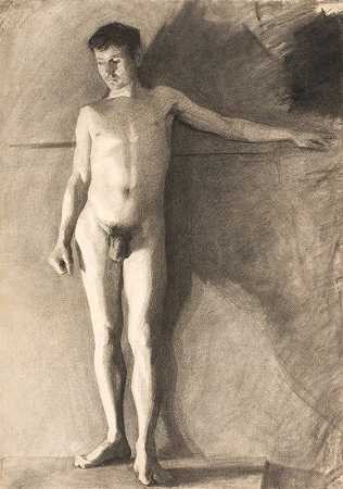 站立男模特`Stående mandlig model (1881 – 1884) by Vilhelm Hammershøi