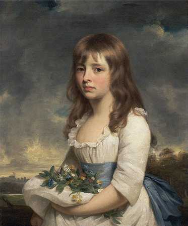 一个女孩的肖像`Portrait Of A Girl by Sir William Beechey