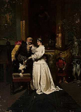 约翰三世国王索比斯基和玛丽丝卡`King John III Sobieski and Marysieńka (1881) by Wandalin Strzałecki