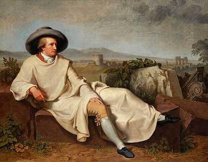 歌德在罗马平原，1787年`Goethe in the Roman Campagna, 1787 by Johann Heinrich Wilhelm Tischbein