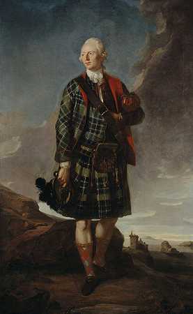 亚历山大·麦克唐纳爵士（阿拉斯代尔·麦克德赫·奈尔·什利特爵士），1744-1795年。斯莱特第九男爵和斯莱特第一男爵麦克唐纳`Sir Alexander Macdonald (Sir Alasdair MacDhòmhnaill Shlèite), 1744 – 1795. 9th Baronet of Sleat and 1st Baron Macdonald of Slate (1772) by Sir George Chalmers