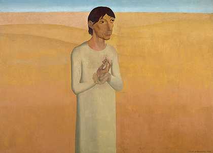 沙漠中的基督`Christ in the Desert by Gustave Van de Woestyne