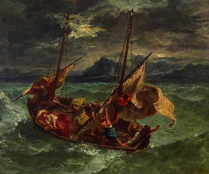 加利利海上的基督，1854年`Christ on the Sea of Galilee, 1854 by Eugene Delacroix