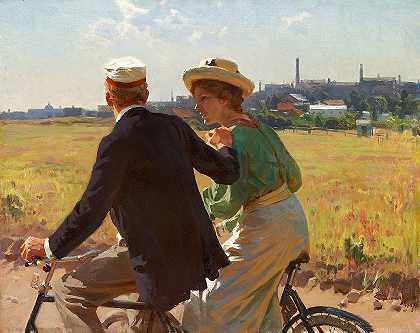 早上`Morgenturen (1907) by Erik Henningsen