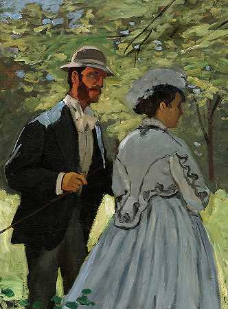 巴兹尔和卡米尔，步行者，1865年`Bazille and Camille, The Promenaders, 1865 by Claude Monet
