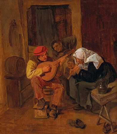 有农民在演奏音乐的室内`An Interior With Peasants Making Music by Harmen Hals