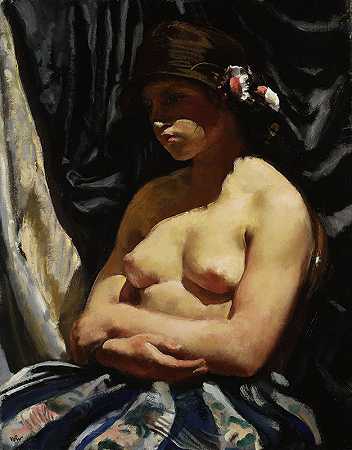 女性半裸`Female semi~nude (1923) by Wojciech Weiss