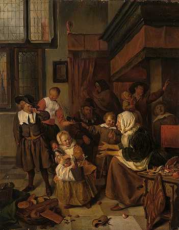 圣尼古拉斯的盛宴`The Feast of St. Nicholas (1824 – 1850) by Charles van Beveren