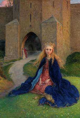 《戴纺锤的公主》，1896年`Princess with a Spindle, 1896 by Hanna Pauli