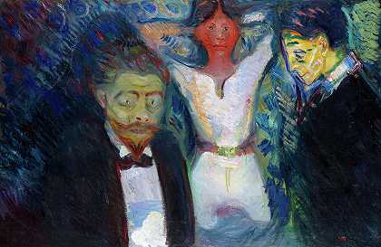 嫉妒，1913年`Jealousy, 1913 by Edvard Munch