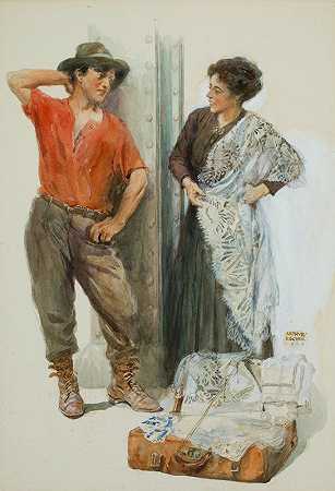亚麻布推销员`The Linen Salesman (1910) by Arthur E. Becher
