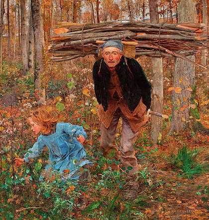 木材采集者，1881年`The Wood Gatherer, 1881 by Jules Bastien-Lepage
