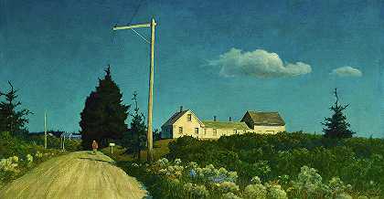 去琼斯家的路`Road to the Jones House by Newell Convers Wyeth