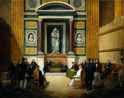 拉斐尔的开幕1833年的万神殿`The Opening Of Raphaels Grave In Pantheon 1833 (1836) by Francesco Diofebi
