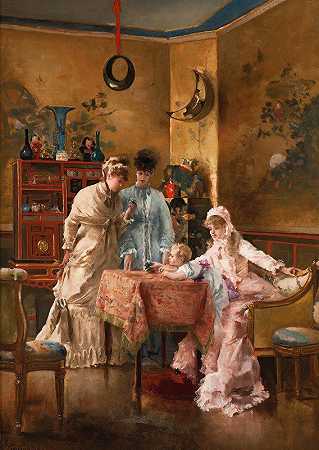 游客`Les Visiteuses (1881) by Alfred Stevens