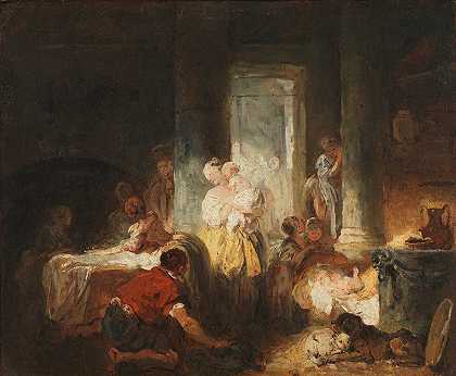 罗马室内`Roman Interior (ca. 1760) by Jean-Honoré Fragonard
