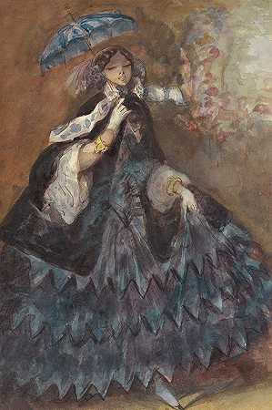 拿阳伞的女人`Woman with a Parasol (1860–1865) by Constantin Guys