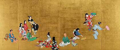 四种优雅的消遣，左面板`The Four Elegant Pastimes, Left Panel by Shibata Zeshin