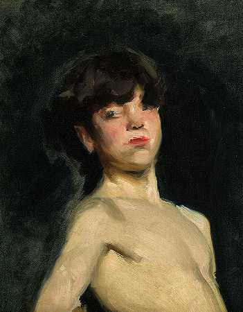 对一个裸体男孩的研究`Study of a Nude Boy by John Singer Sargent