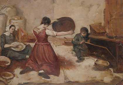 玉米哨声`The corn sifters (les cribleuses de blé) by Gustave Courbet